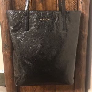 Michael Kors Emry Crinkled Black Leather Tote